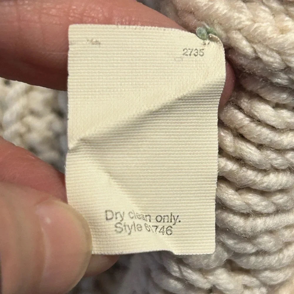J. Crew Hand Knit Cream Cable Knit Wool Turtleneck Sweater Size S Fisherman